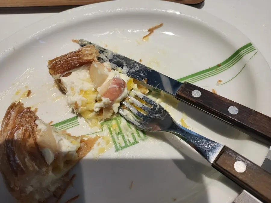Pastry pulling apart along its layers