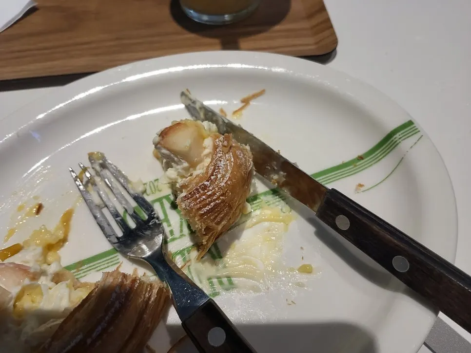 Crispy exterior of the pastry revealed