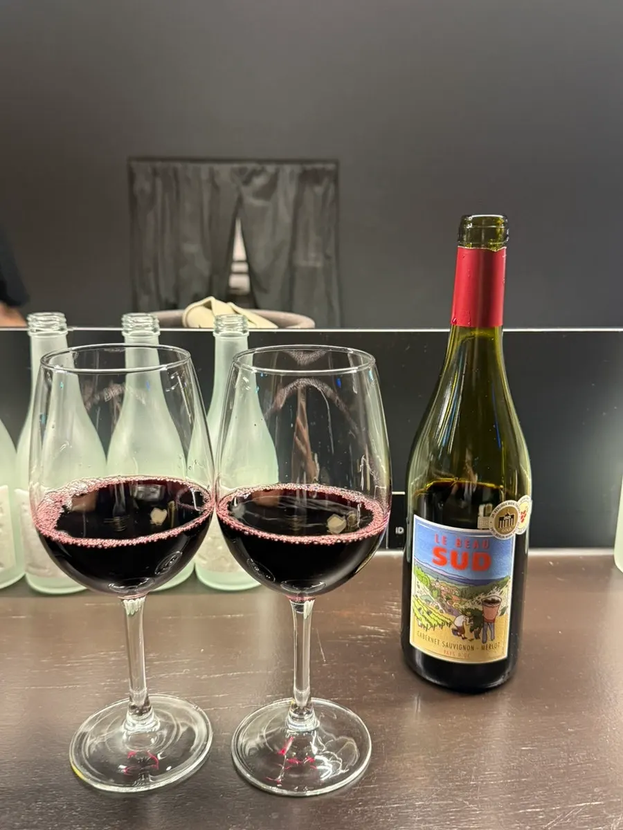 A glass of wine ordered at Refine
