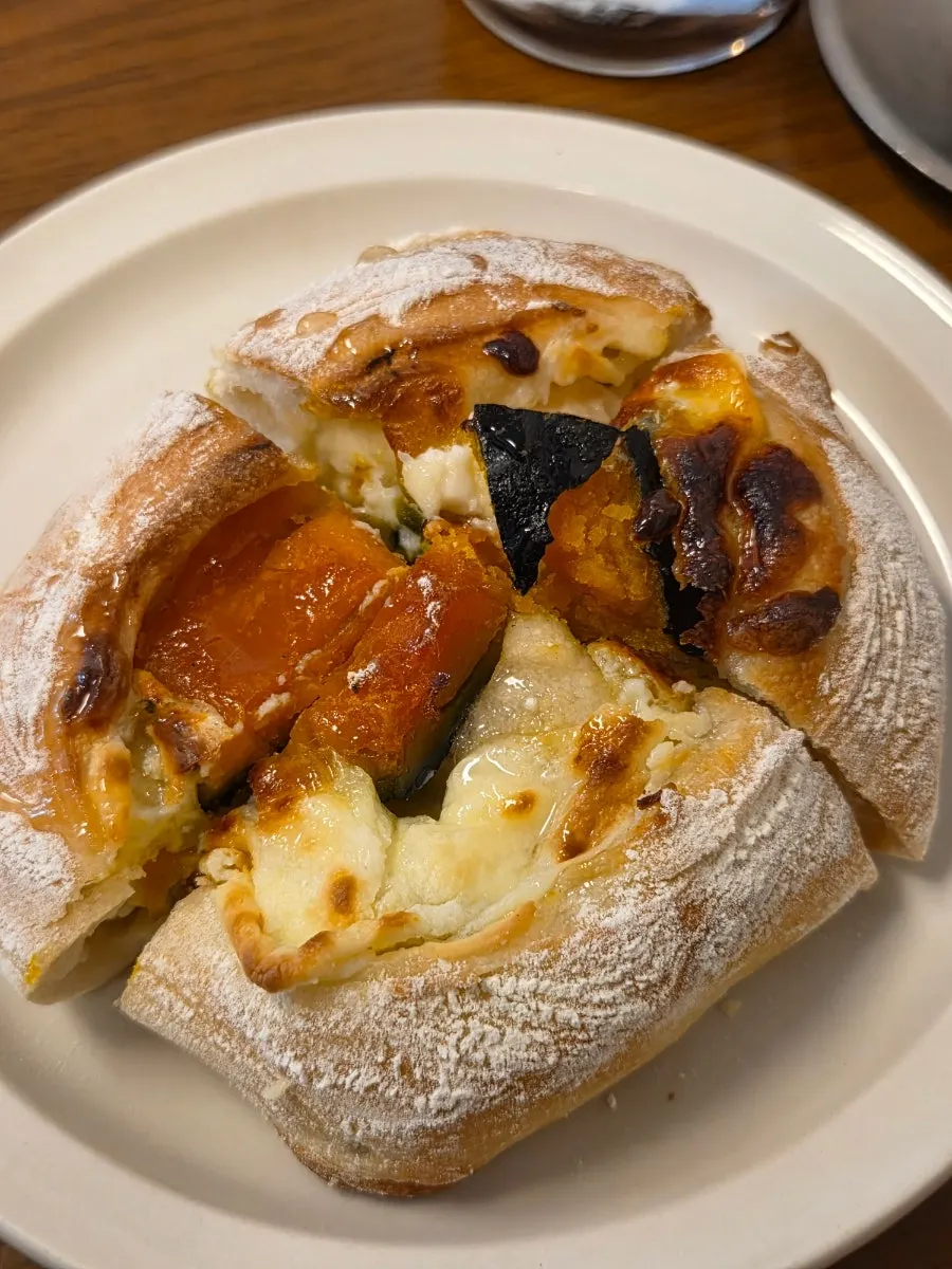 Sweet pumpkin ciabatta with cheese and pumpkin filling