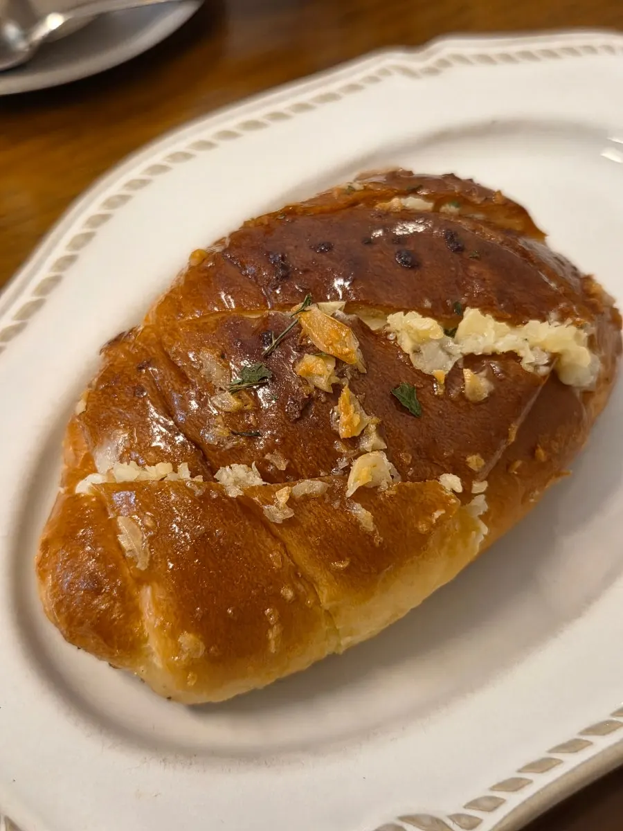 A single garlic cream cheese salt bread