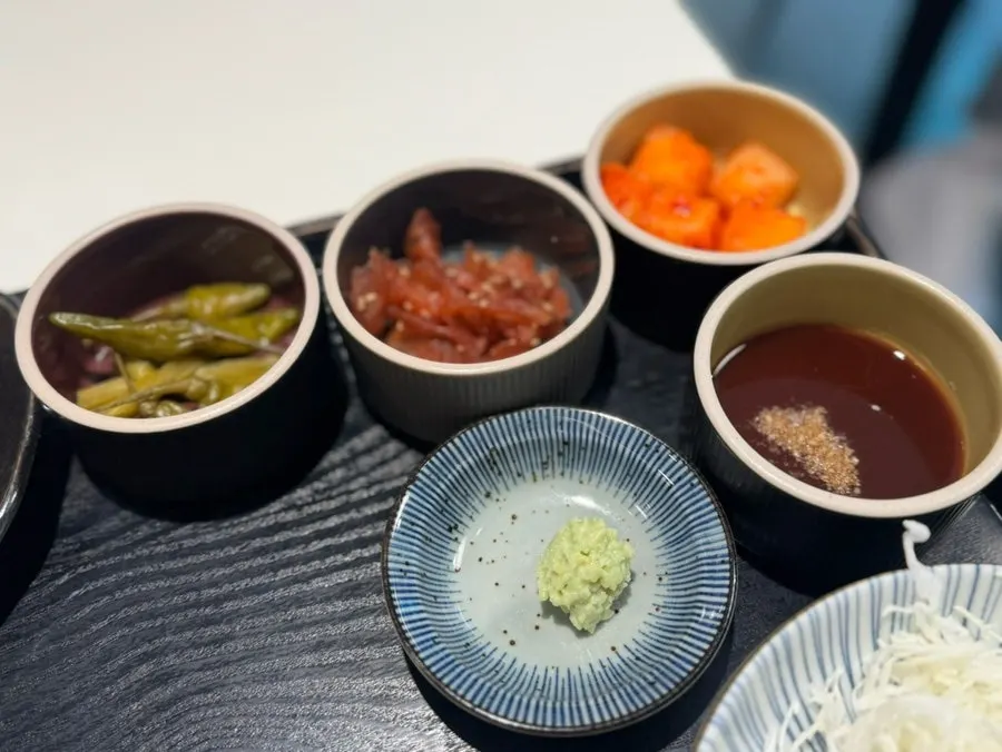 Tonkatsu sauce, fresh wasabi, and truffle oil