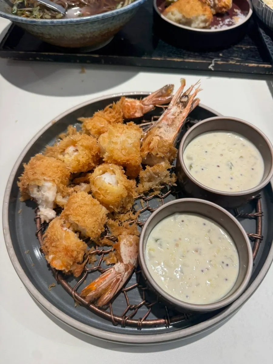 Housemade tartar sauce with king tiger shrimp fry