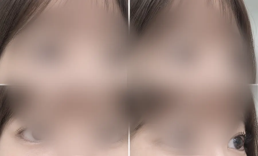 Lashes lifted from the root after the keratin ampoule perm