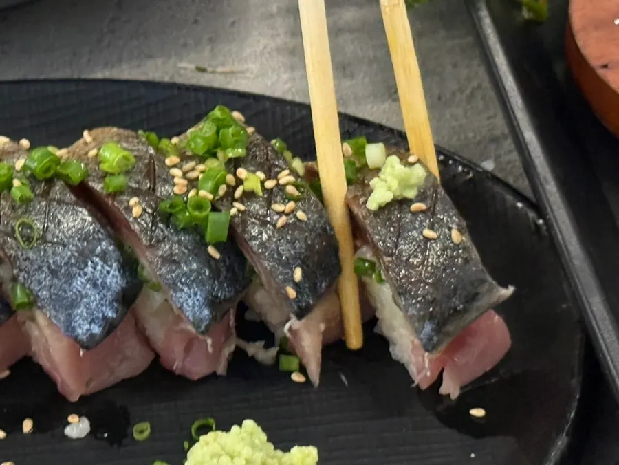 Mackerel roll sushi ordered as a side dish