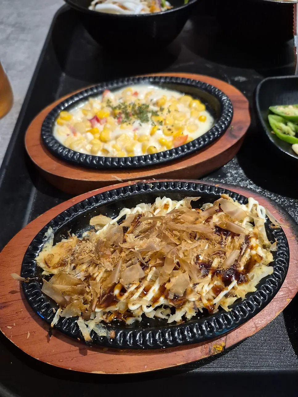 Okonomiyaki served as a basic side dish
