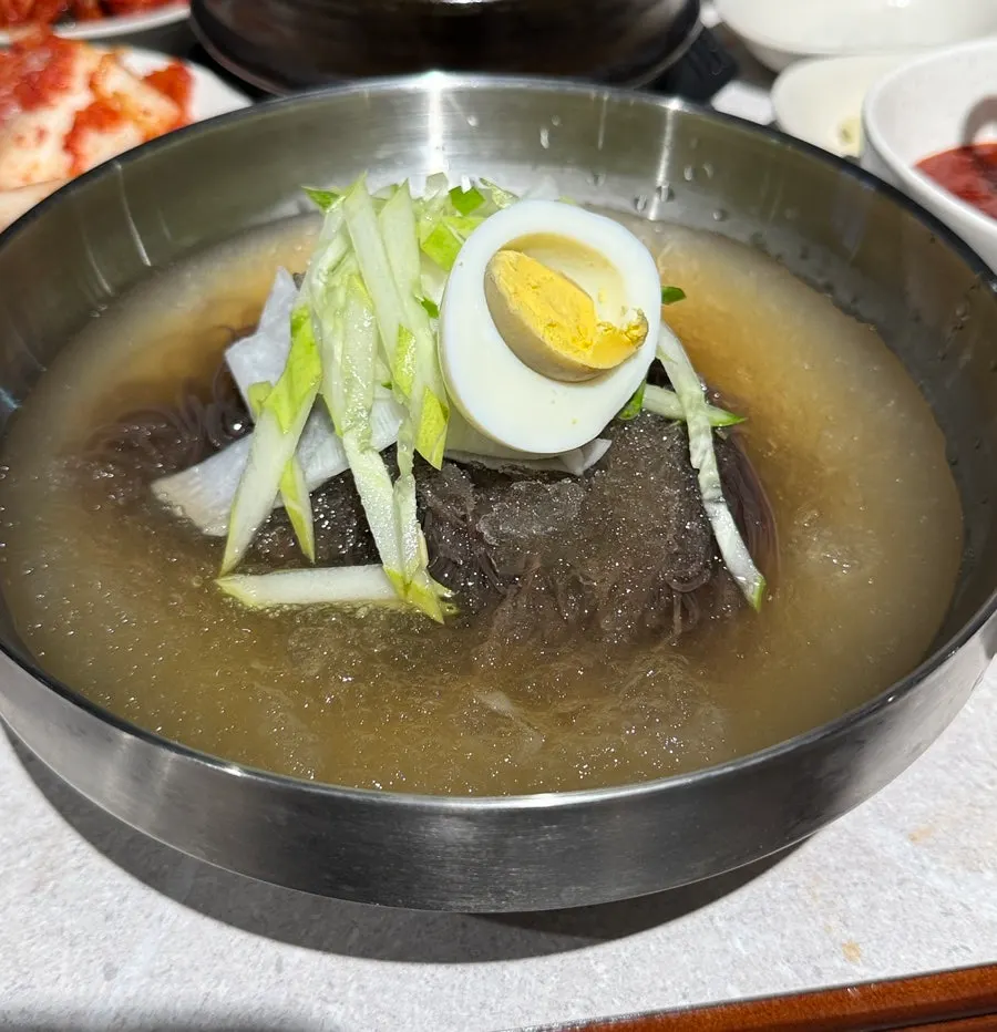 A bowl of refreshing cold-broth naengmyeon