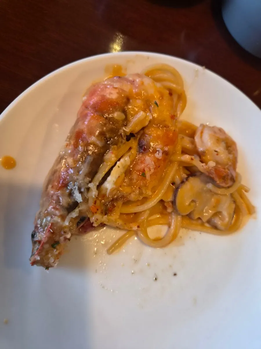 Noodles coated in thick rosé sauce