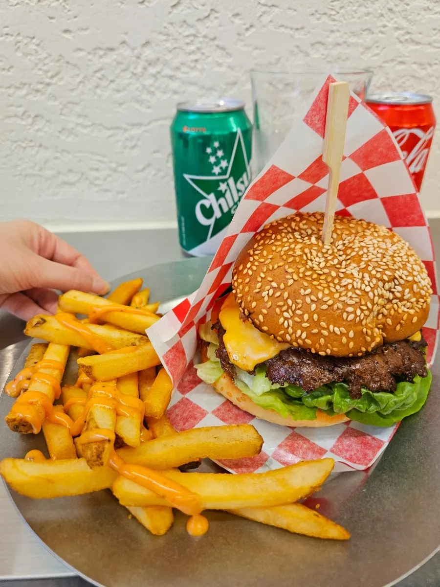 Classic burger set at Roaster Burger in Jeongja-dong