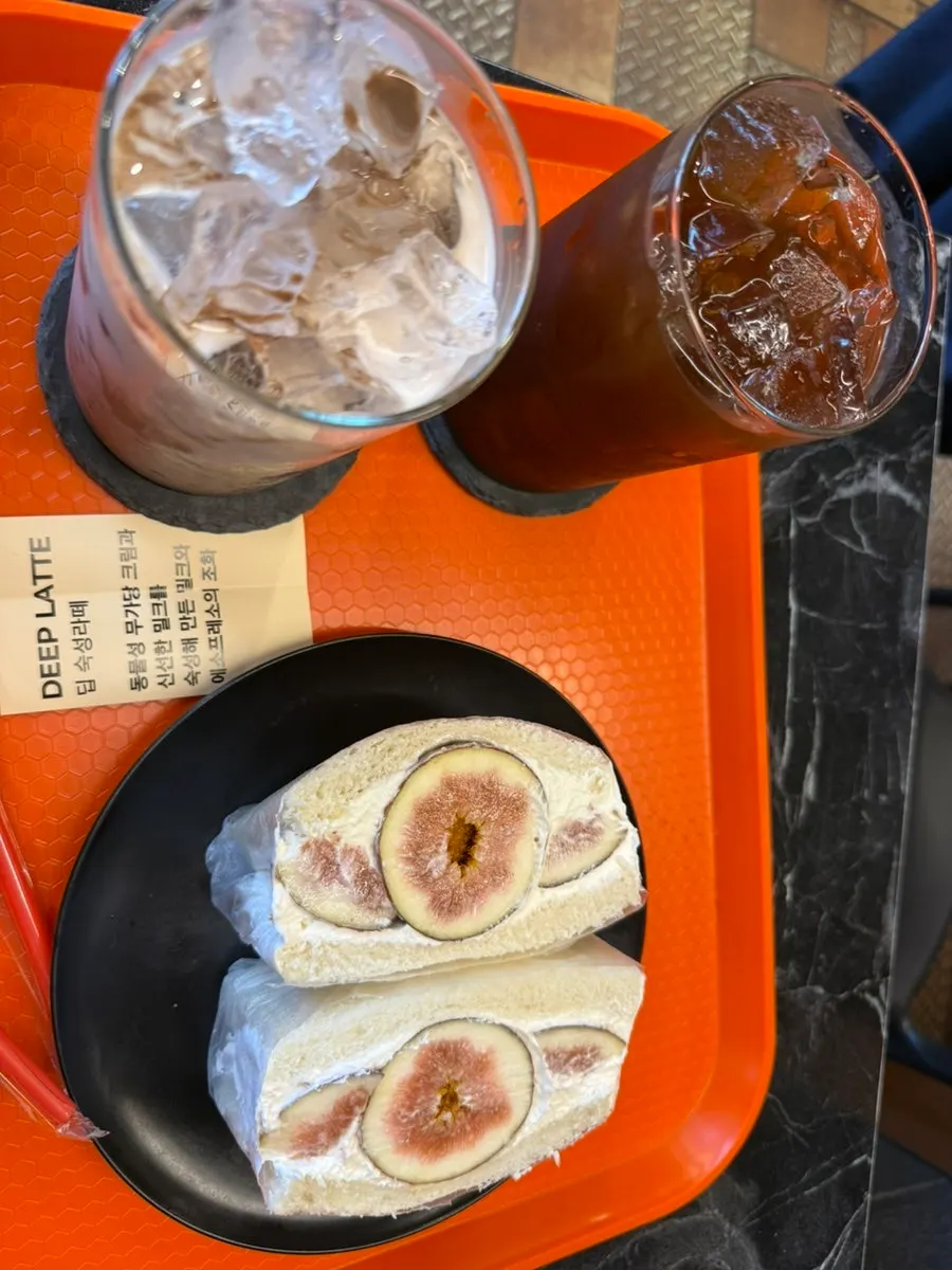 Ordered drinks and the fig sando