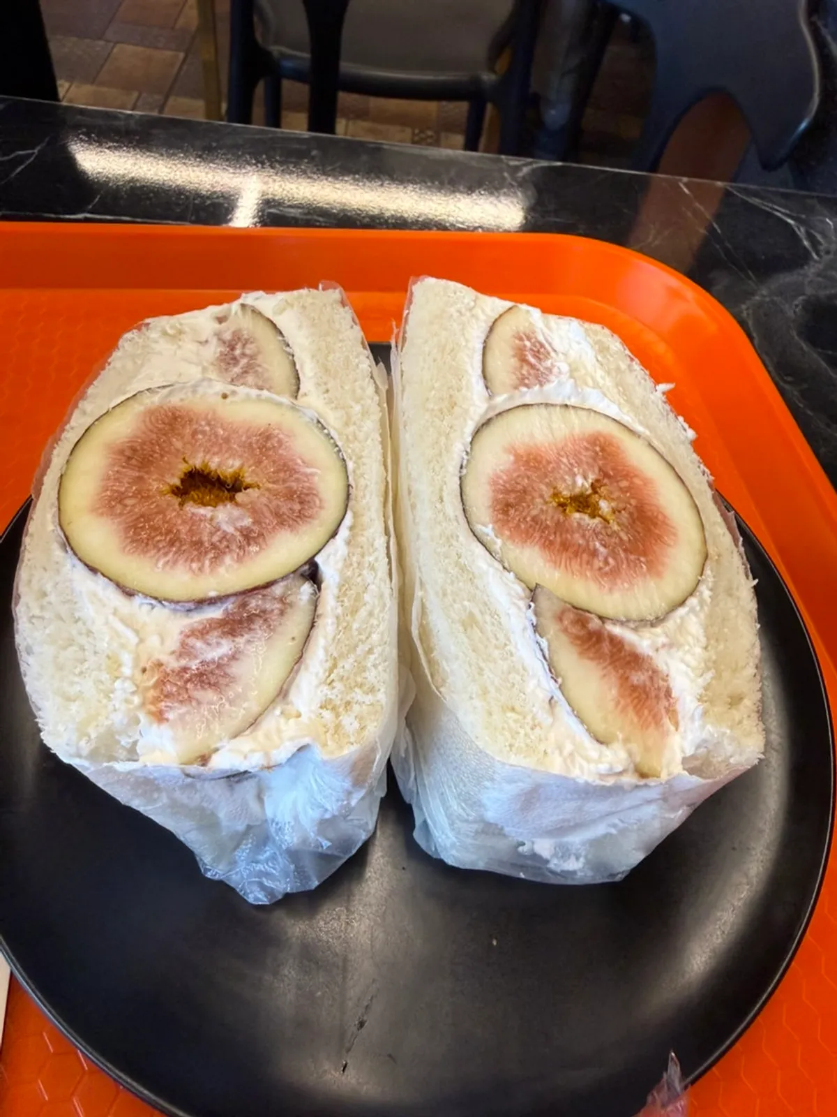 Cross-section of the sando with a whole fig inside