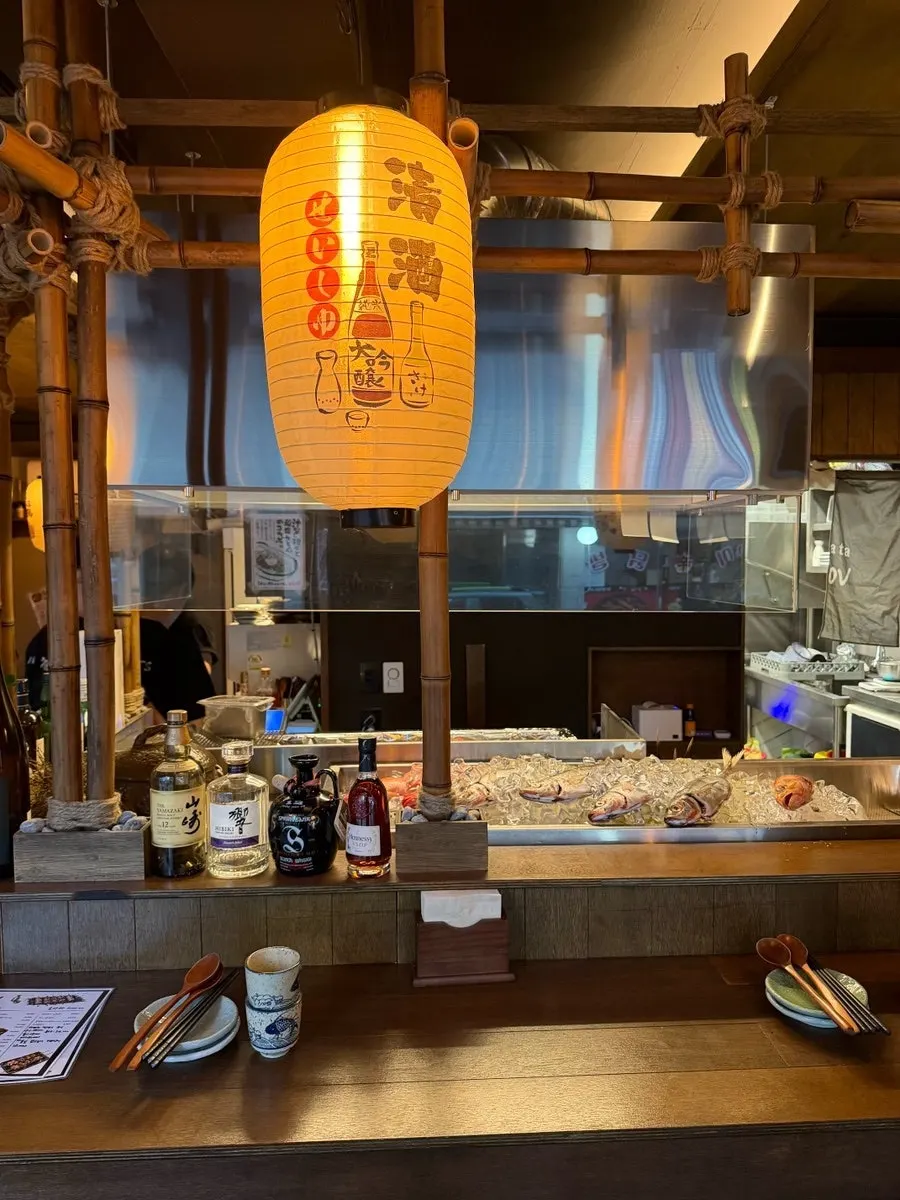 Seating area with a calm izakaya atmosphere