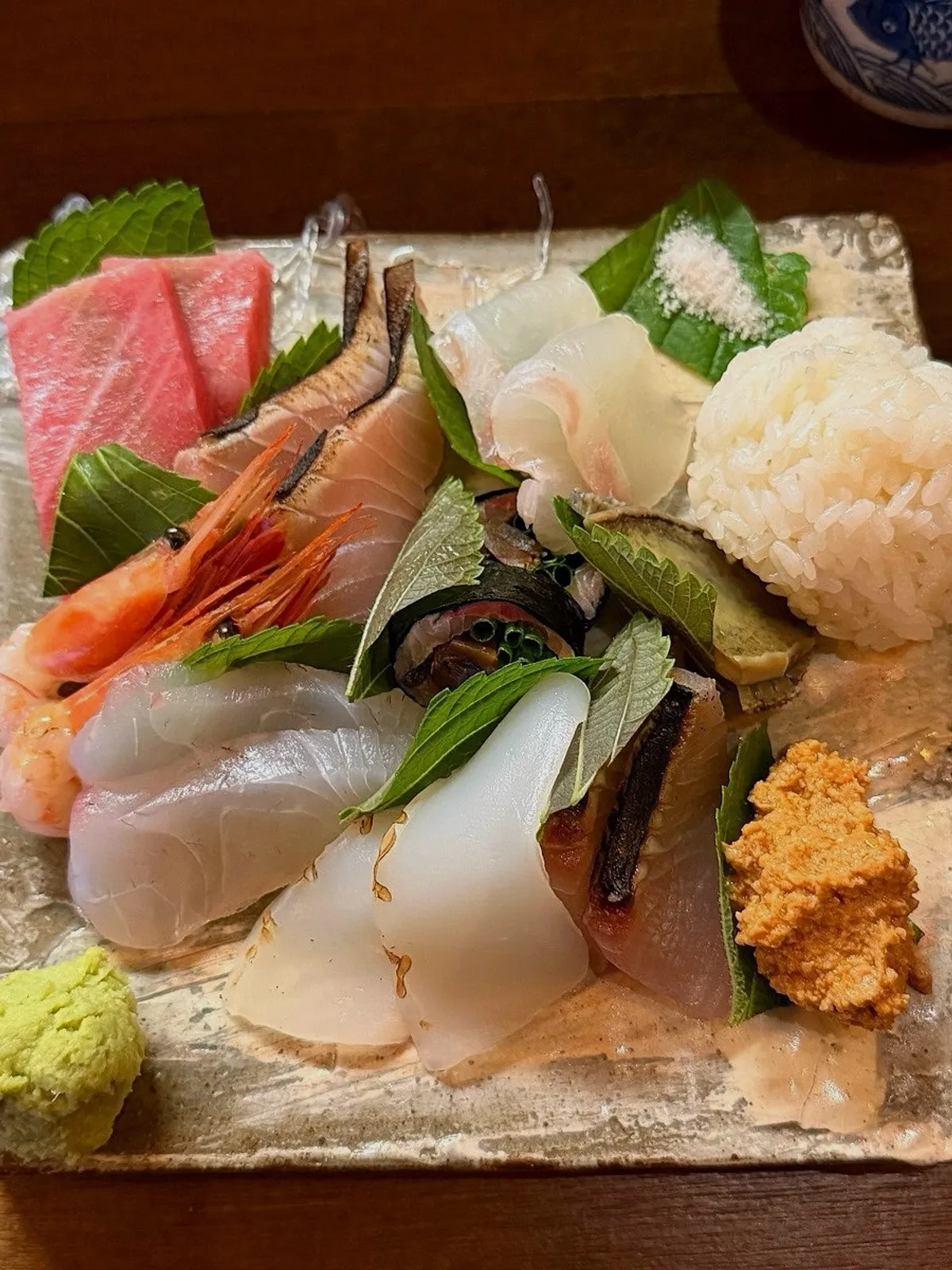 Robata Sobeu's sashimi platter for two set on the table