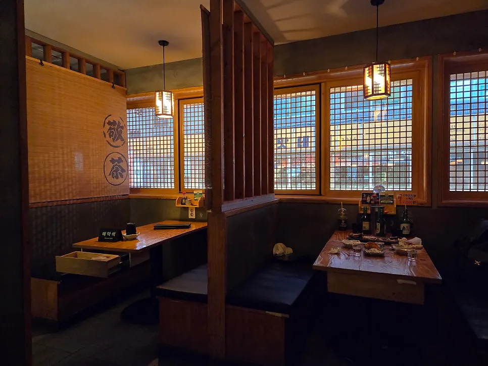 A separated seating space further inside