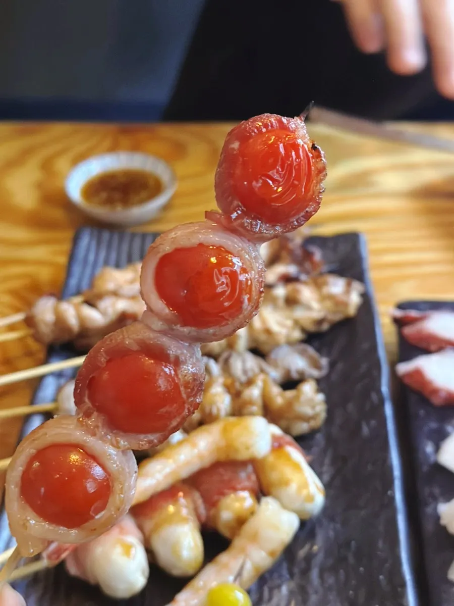 은행과 버섯 꼬치