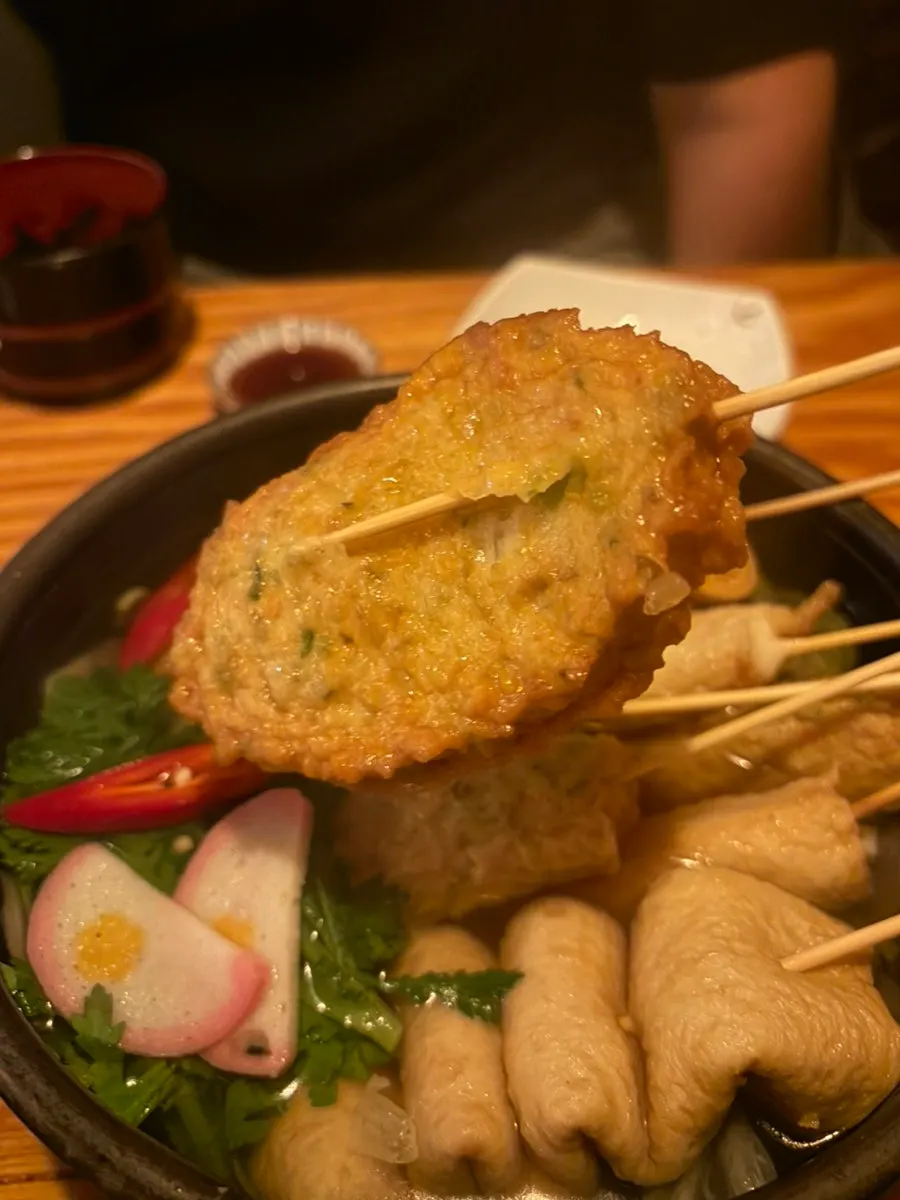 A piece of chewy twisted fish cake