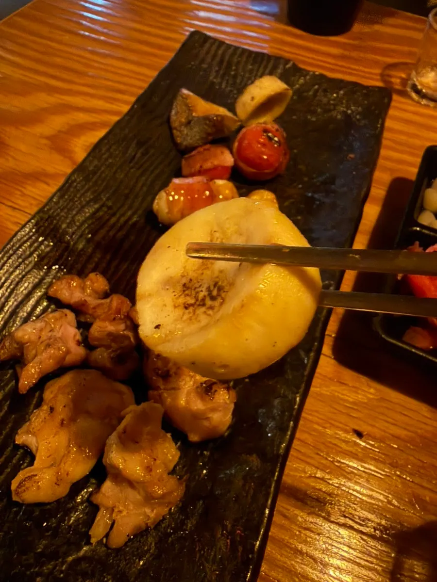 A plate of torch-grilled mixed skewers
