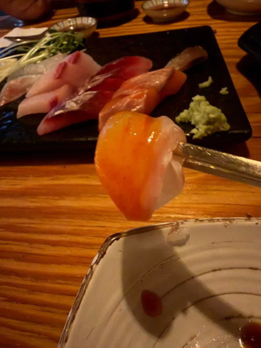 Sashimi plate served with aged fish and boiled octopus