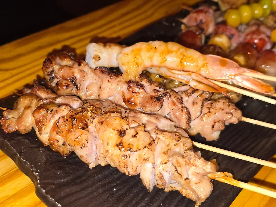 鶏の首肉と鶏ハツの串