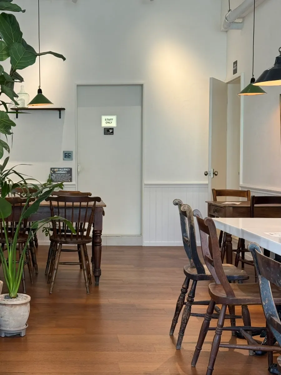 Inside Rollmi, decorated with framed art and lighting