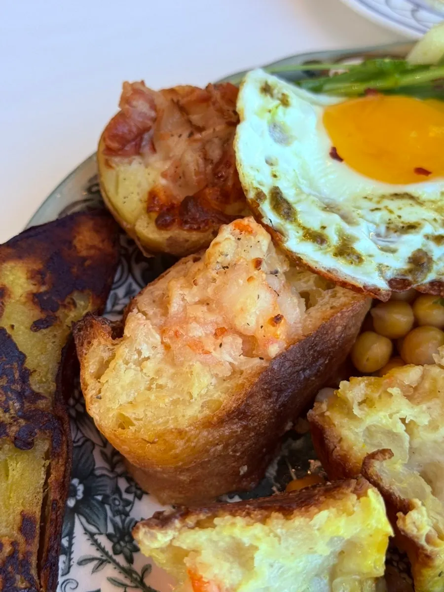 Ciabatta-style bread with shrimp inside