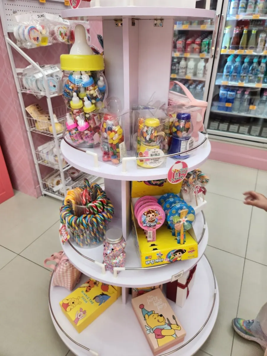 Sour jelly and marshmallows on display