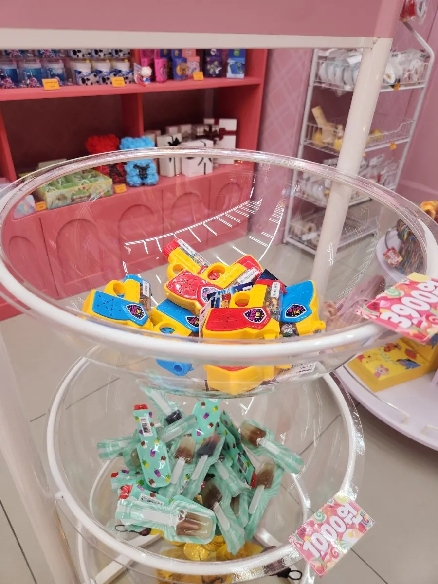 Candy corner with cotton candy and lollipops