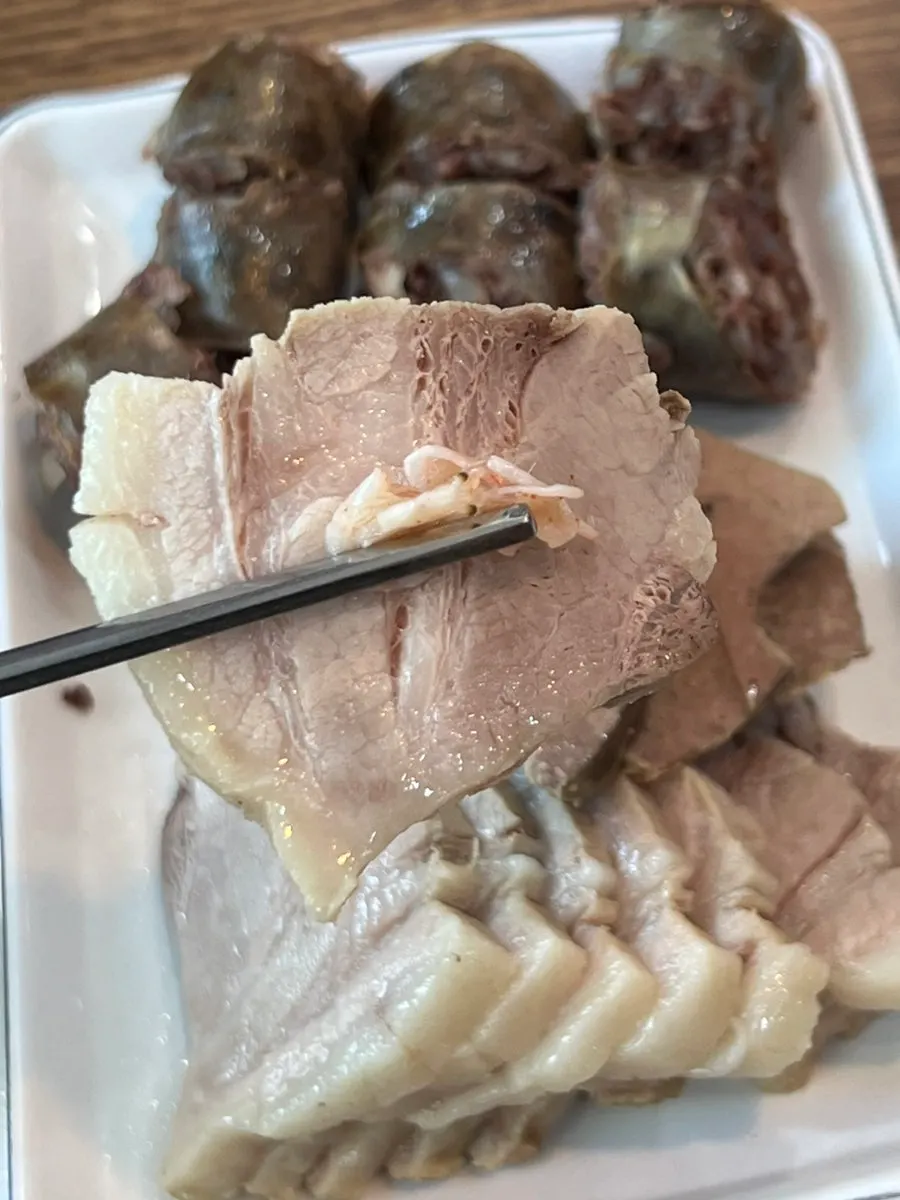 Close-up of moist native-style blood sausage