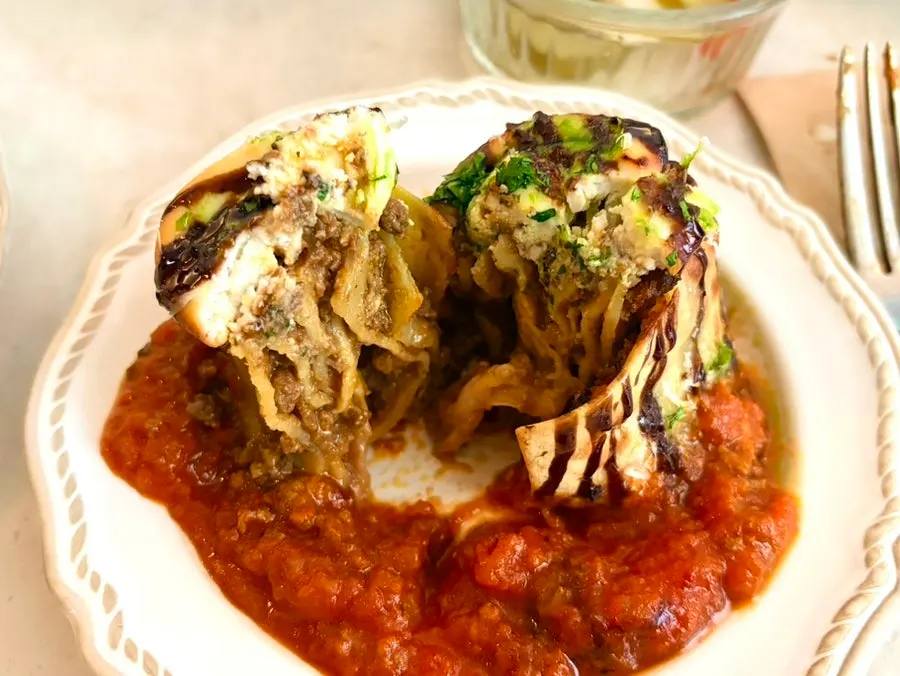 Serving up a portion of the lasagna roll