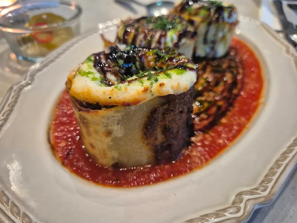 Close-up of the black squid ink risotto