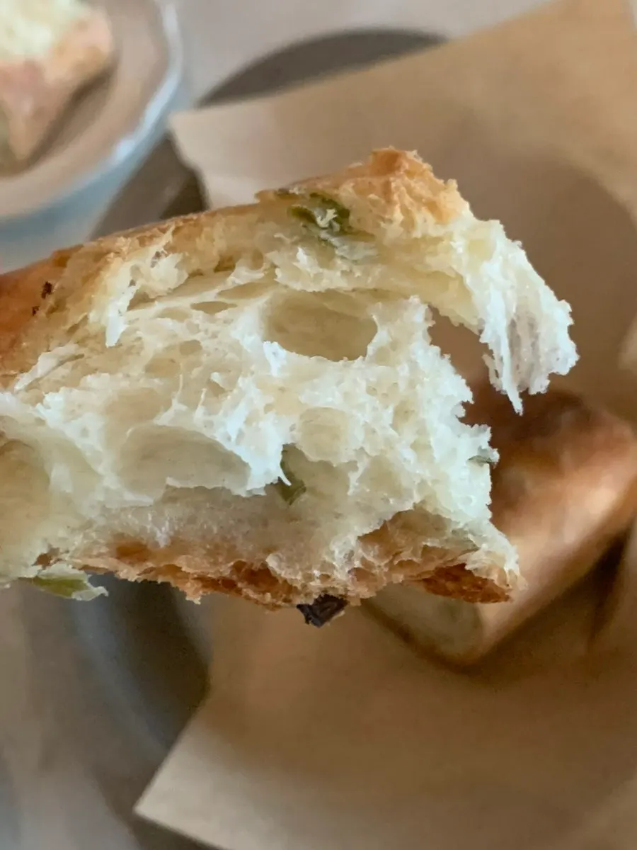 Cross-section of the moist pre-meal bread at Romaok