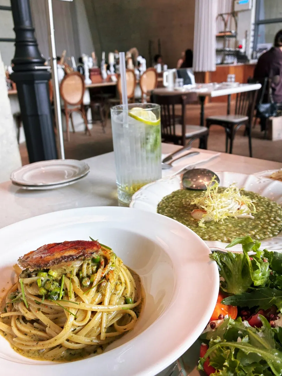 Non-alcoholic mojito served alongside the meal