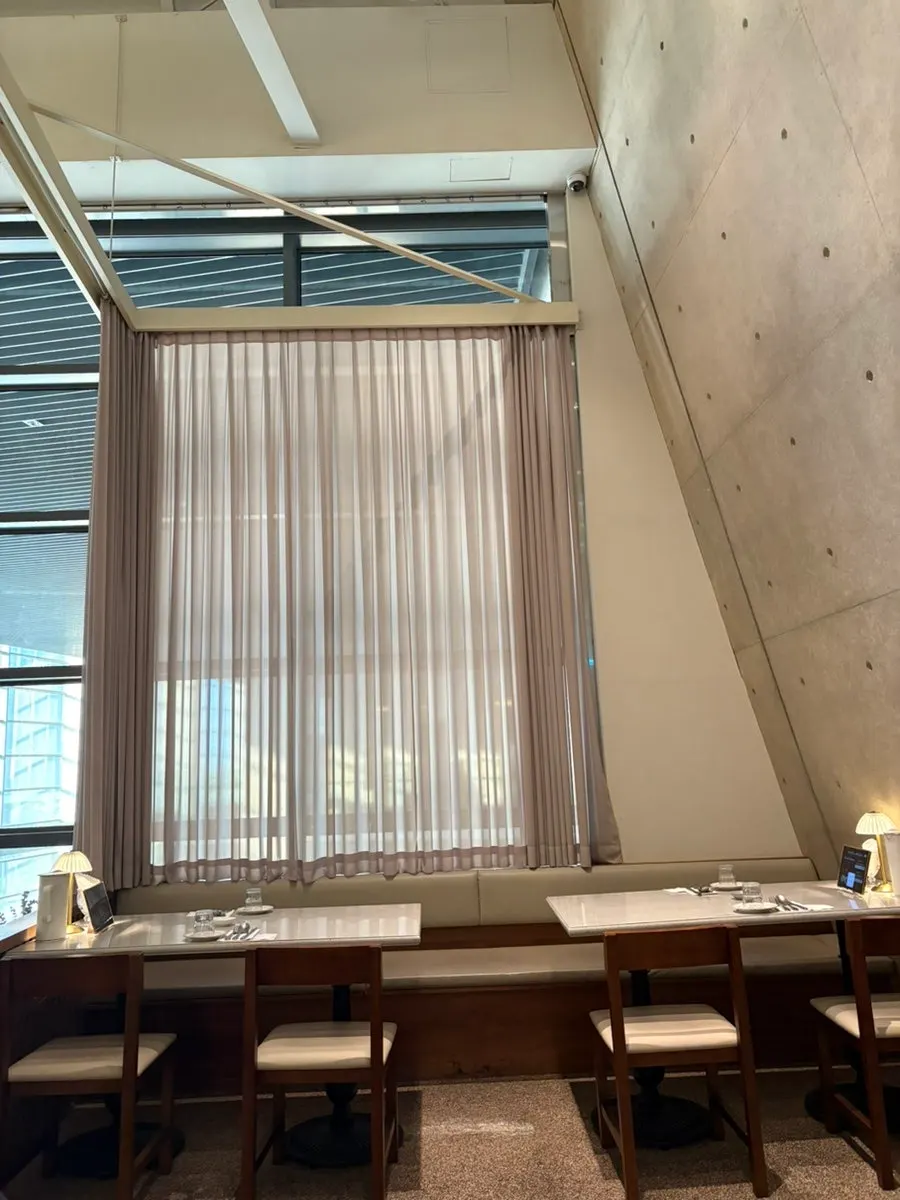 View of LG Art Center Seoul's architectural design from a window seat