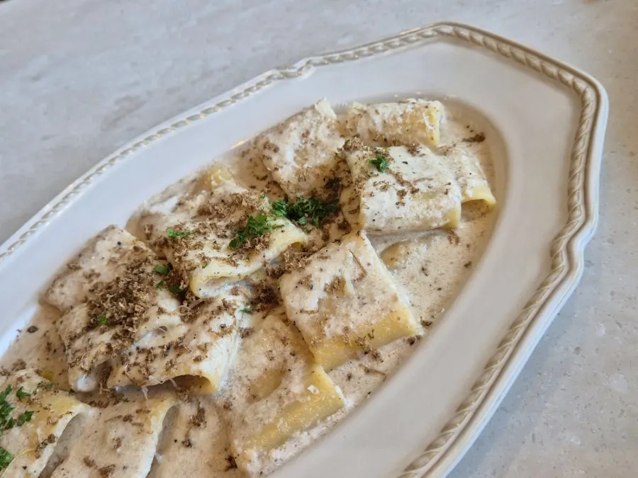 Cream sauce topped with Grana Padano cheese