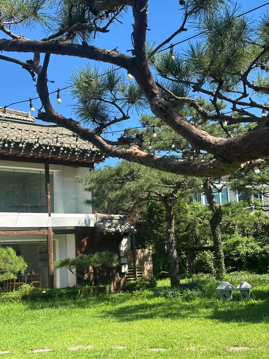 Event space set against the hanok and Han River backdrop