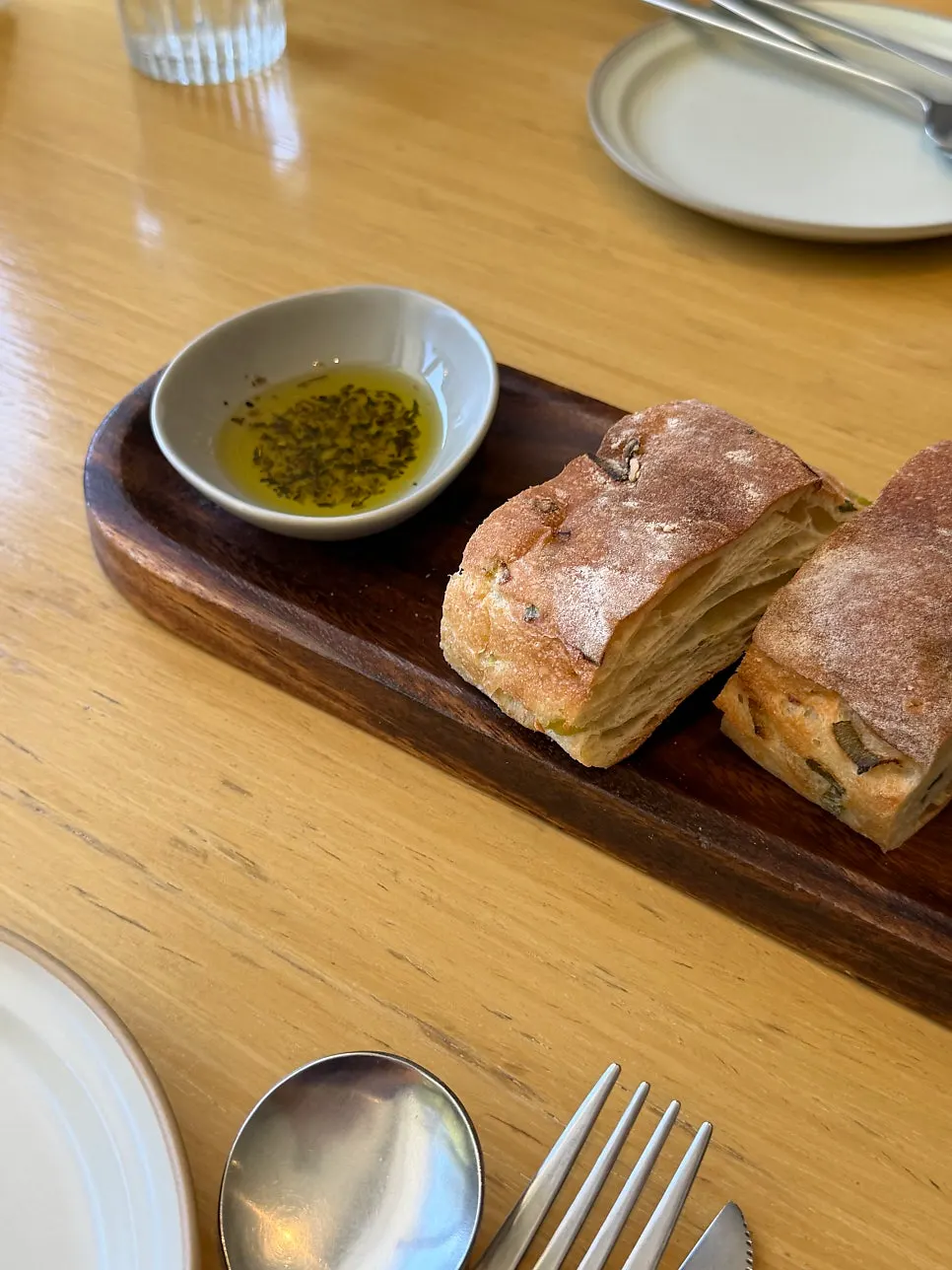 Plate of bread on the table