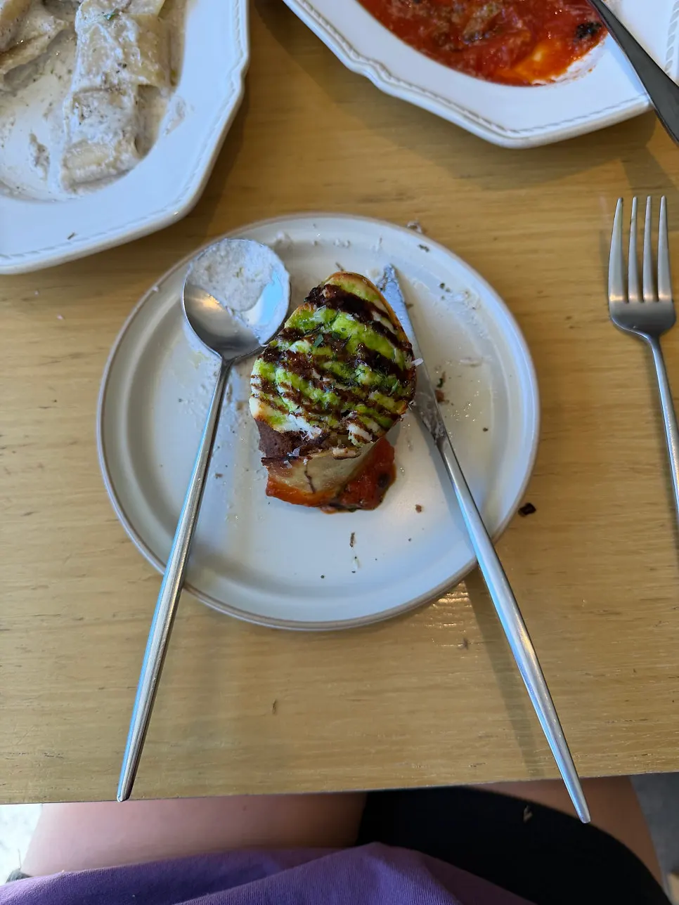 A single piece of the fresh pasta lasagna roll