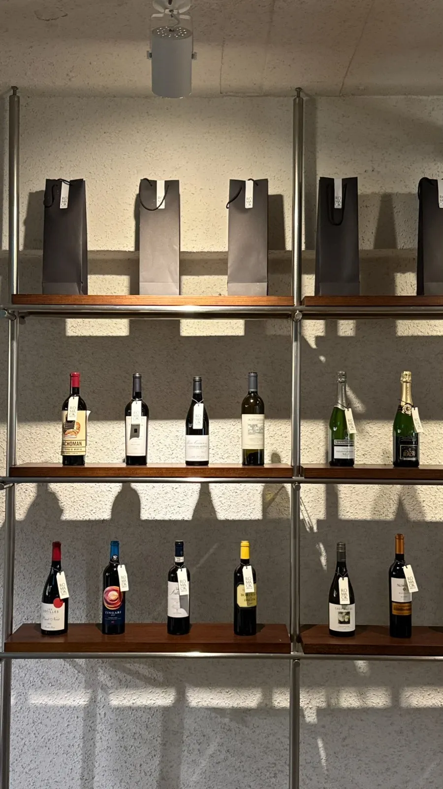 Wine selection at Romaok Riverside