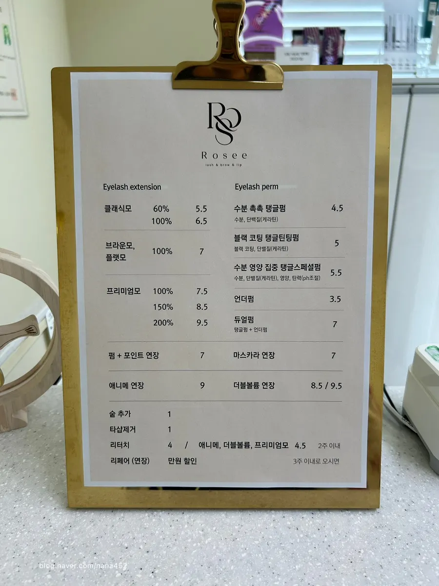 Rose Lash eyelash extension types and prices