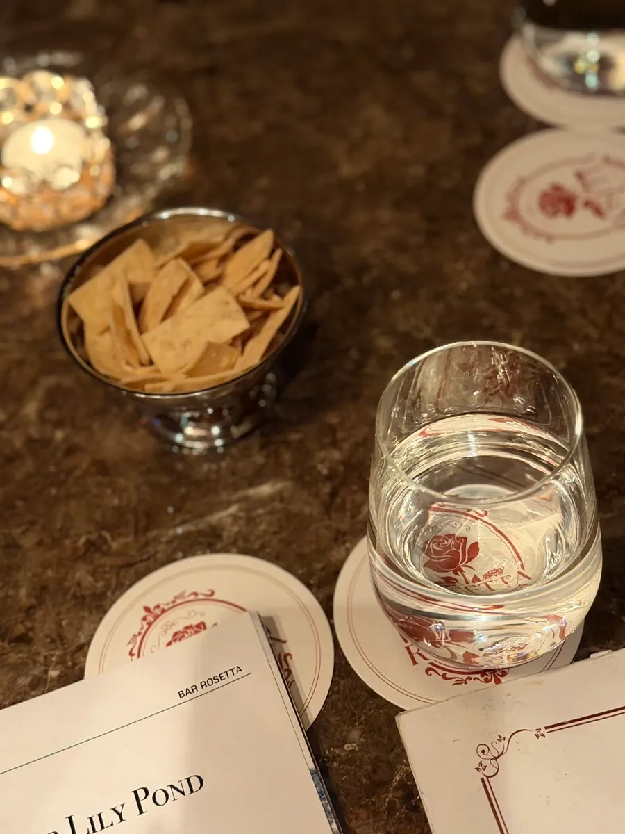 Tofu chips served as the complimentary snack