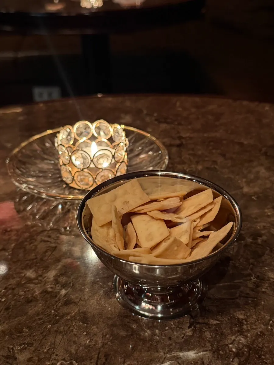 Close-up of tofu chips in a bowl