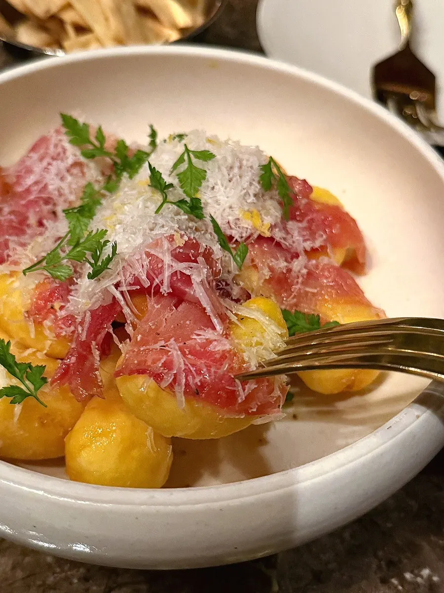 Baby potato dish with apricot honey reduction