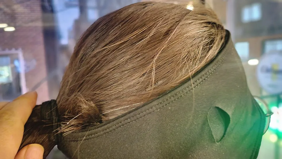 Ear warmers worn for a below-freezing neighborhood run