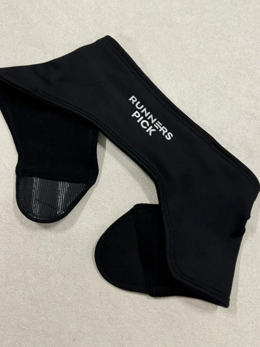 Wearing black running ear warmers