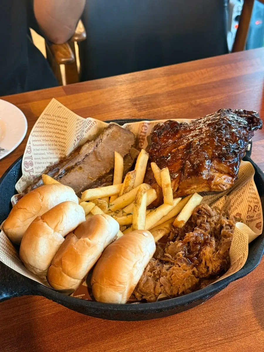 Close-up of the smoked BBQ meat