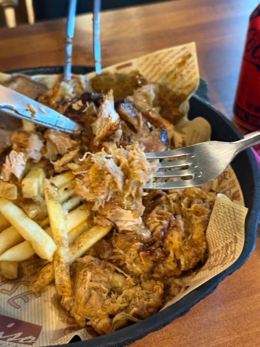 A tender piece of BBQ meat