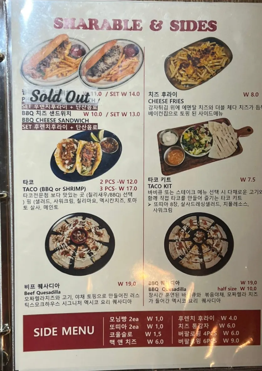 Menu information page