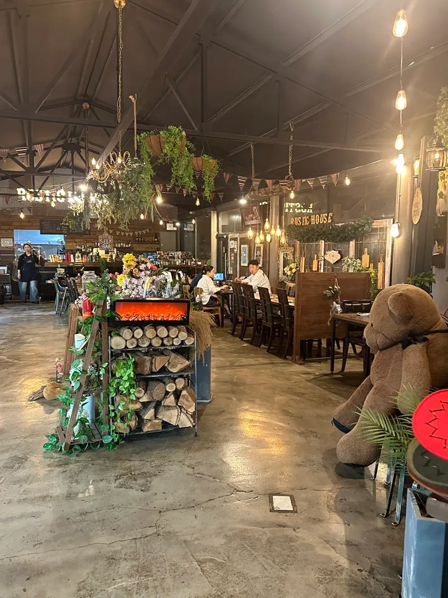 Interior with vintage decor and flower arrangements