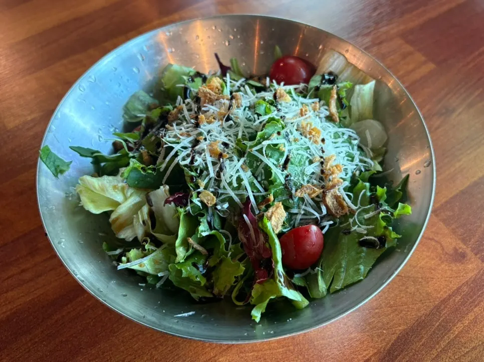 House salad topped with cheese