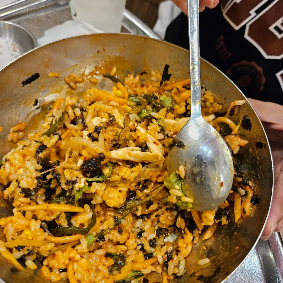 Bibimbap mixed with assorted ingredients